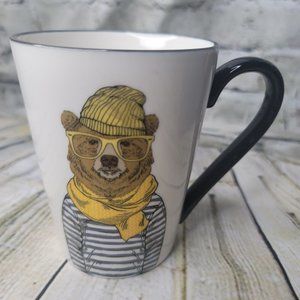 Signature Teddy Bear w Glasses Stripped Shirt Cap Coffee Cup Mug 4.75 x 3.75 In